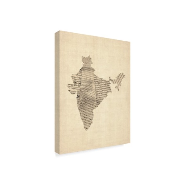 Michael Tompsett 'Old Sheet Music Map Of India' Canvas Art,18x24